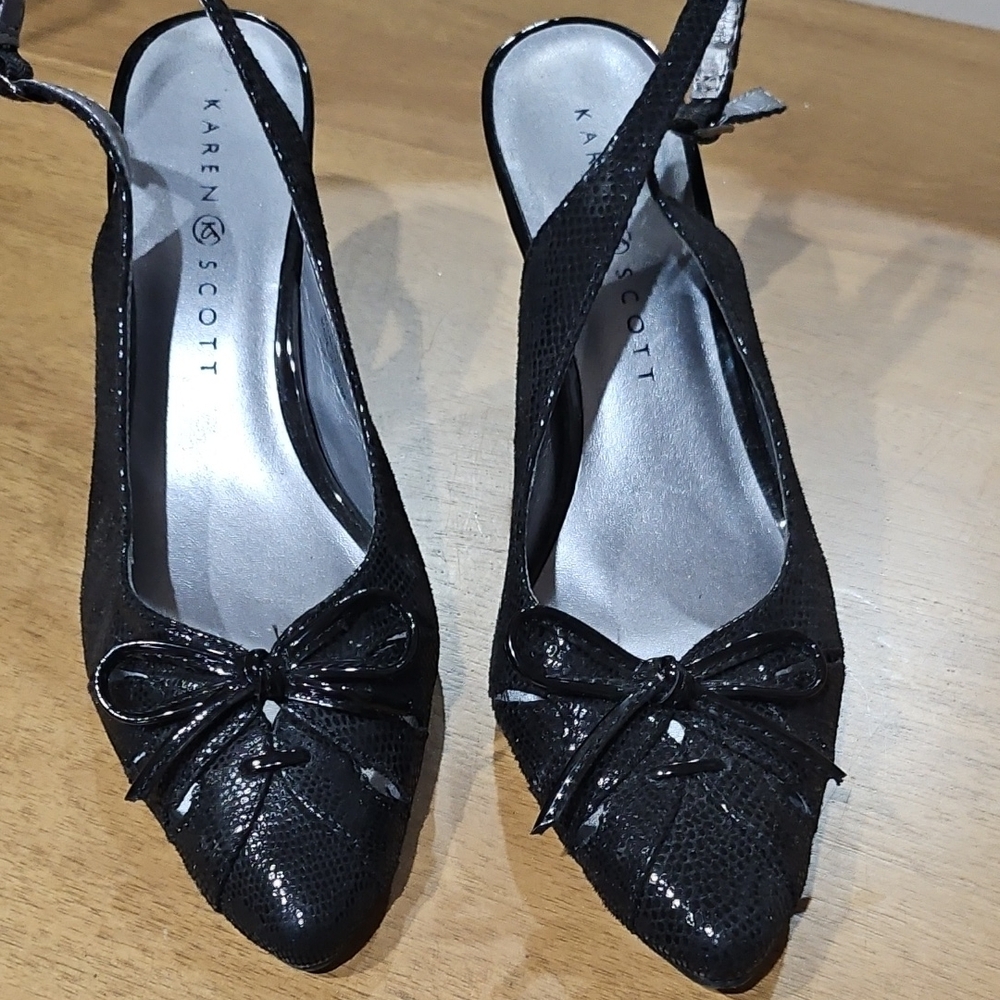Karen Scott Black Sparkly Slingback Heels